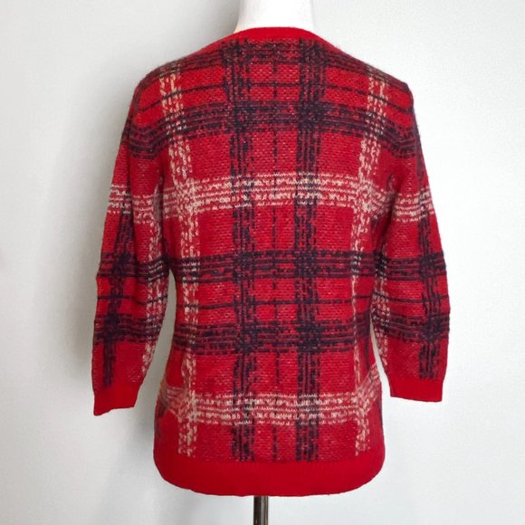 Ann Taylor red plaid sweater - Picture 2 of 7